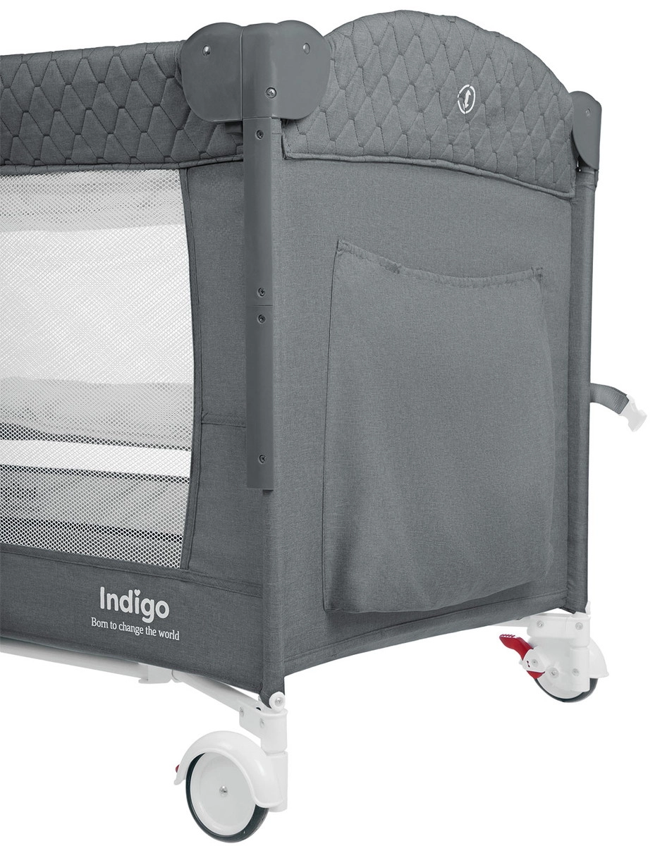 Манеж-кровать Indigo Bon-Bon, лен, приставной, 2 уровня Серый 1flkaqr7pal366rrkqz1smc55y3ejxe9