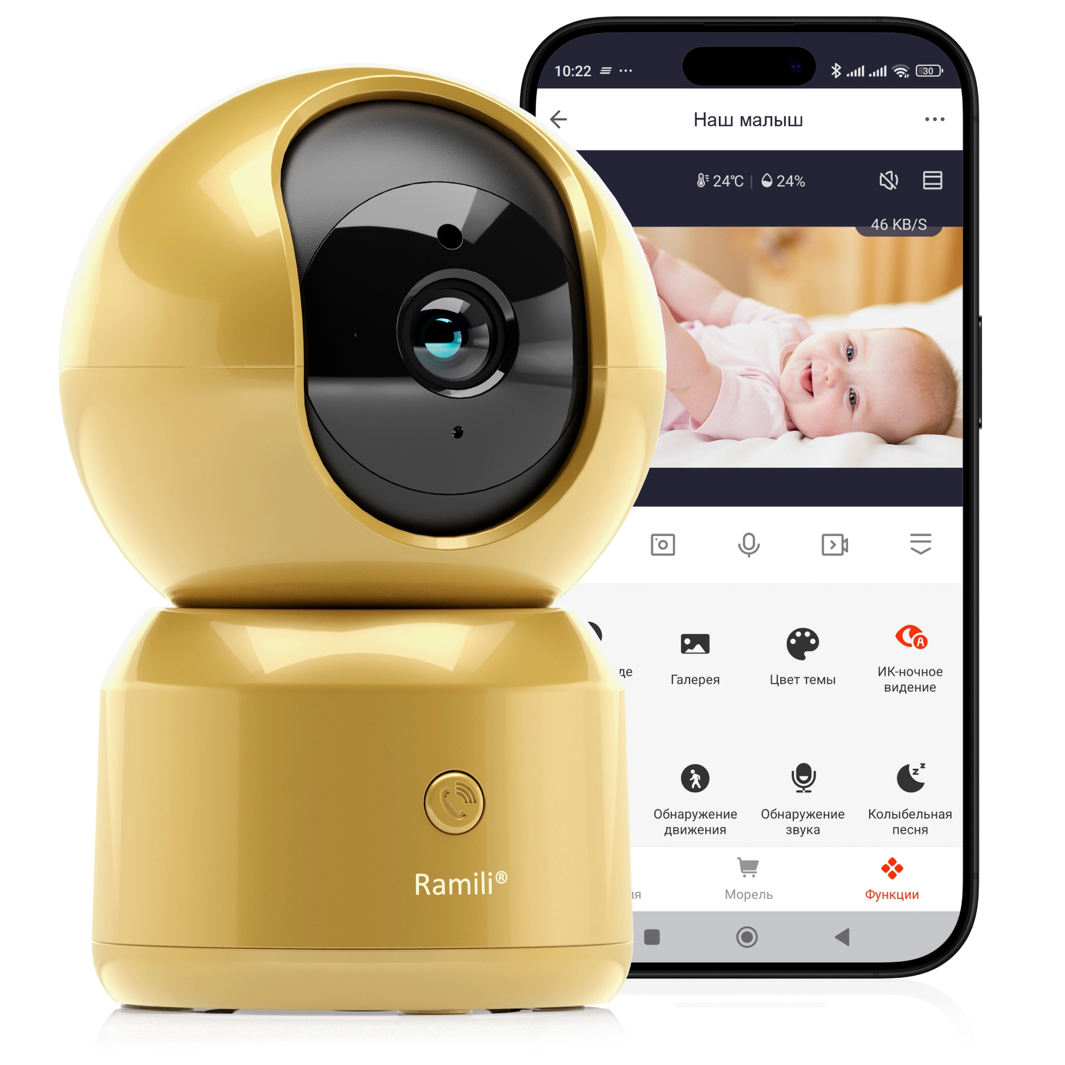 Wi-Fi Full HD Видеоняня Ramili Baby RV1500CGOLD5