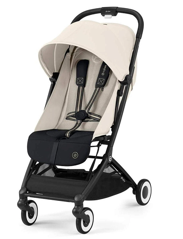 Прогулочная коляска Cybex Orfeo BLK Canvas White с дождевиком и бампером1
