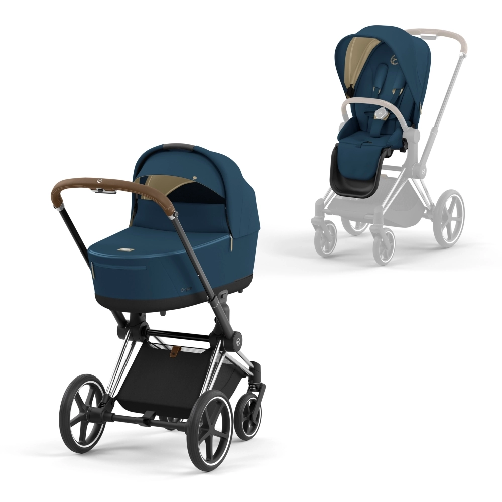 Коляска 2 в 1 Cybex Priam IV (шасси Chrome Brown) Mountain Blue 108127316-kolyaska-2-v-1-cybex-priam-iv-shassi-chrome-brown-mountain-blue