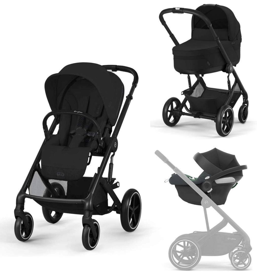 Коляска 3 в 1 Cybex Balios S Lux BLK (Moon Black с дождевиками)