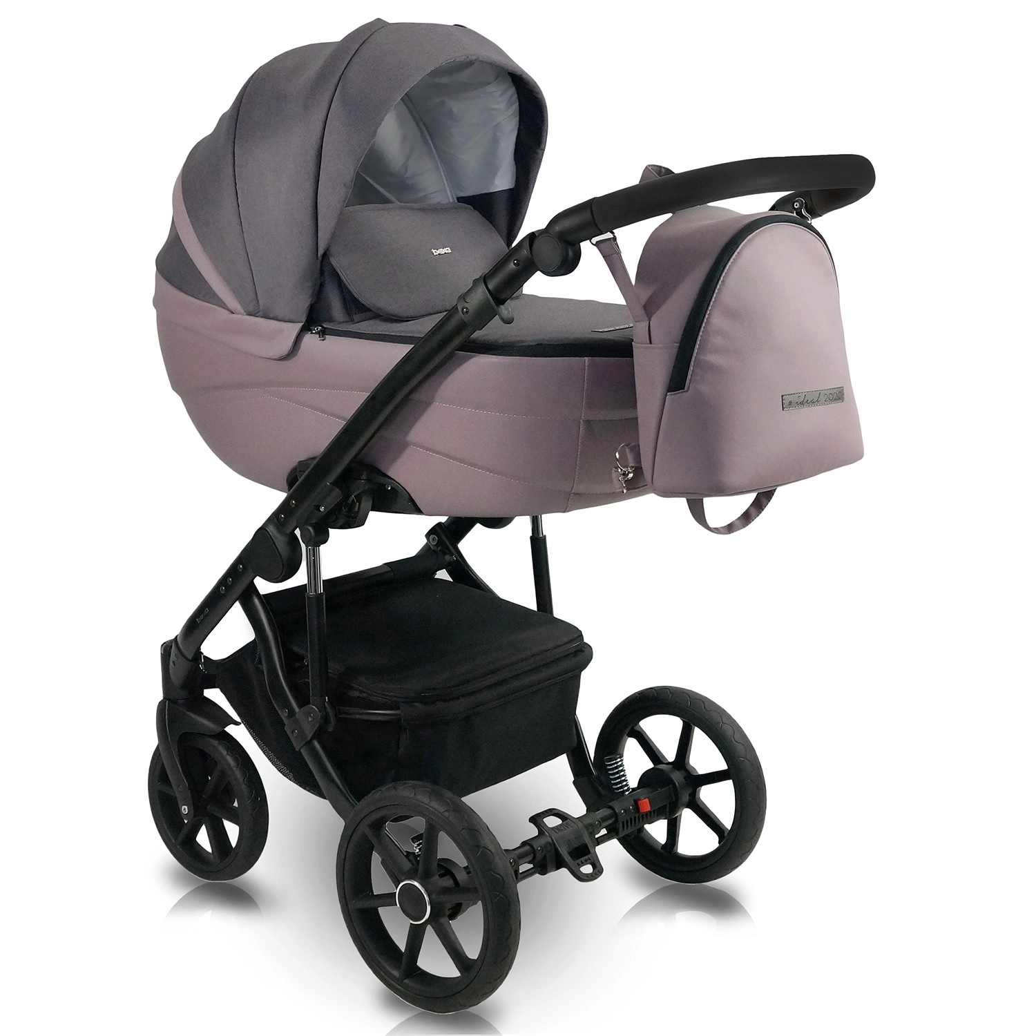 Коляска 2в1 BEXA IDEAL фиолетовый+т.пудра кожа 108133135-kolyaska-2v1-bexa-ideal-fioletoviitpudra-kozha