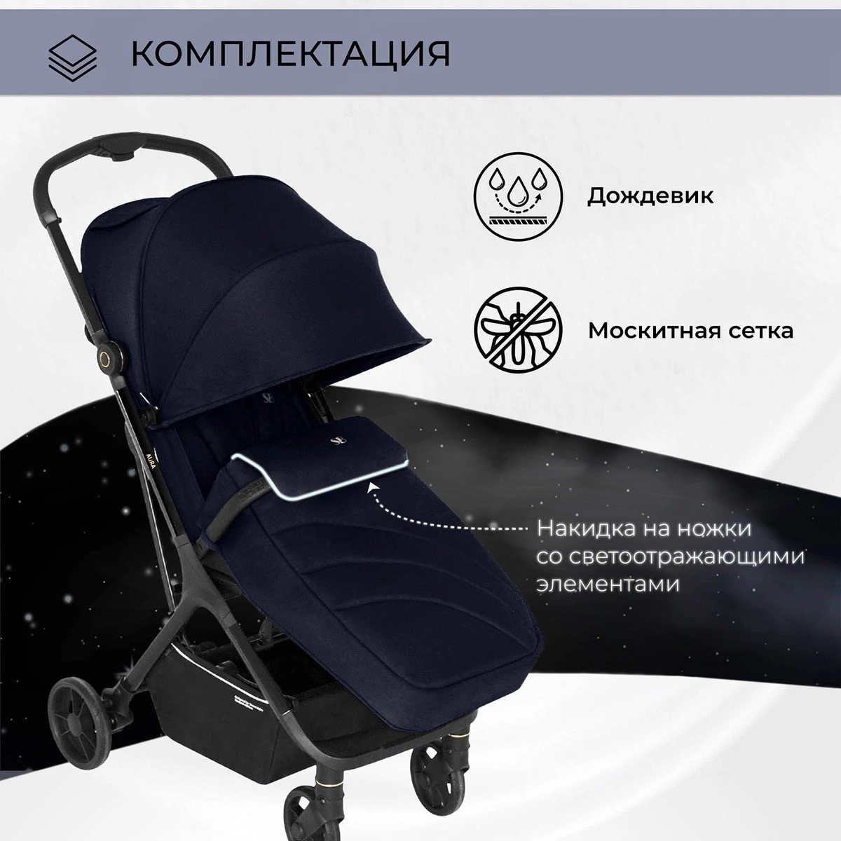 Прогулочная коляска Sweet Baby Aura Dark Blue 2y1gynep5lrfkdcd38sh4udnly1z4791