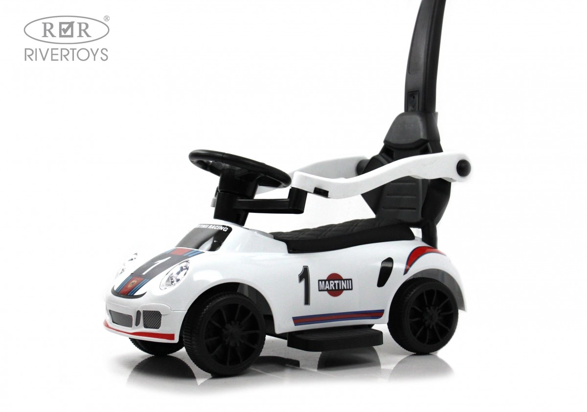 Детский толокар RiverToys F005FF-P с родительской ручкой белый l5wf2rdhekcxv98nrka9umbik02xs1i2