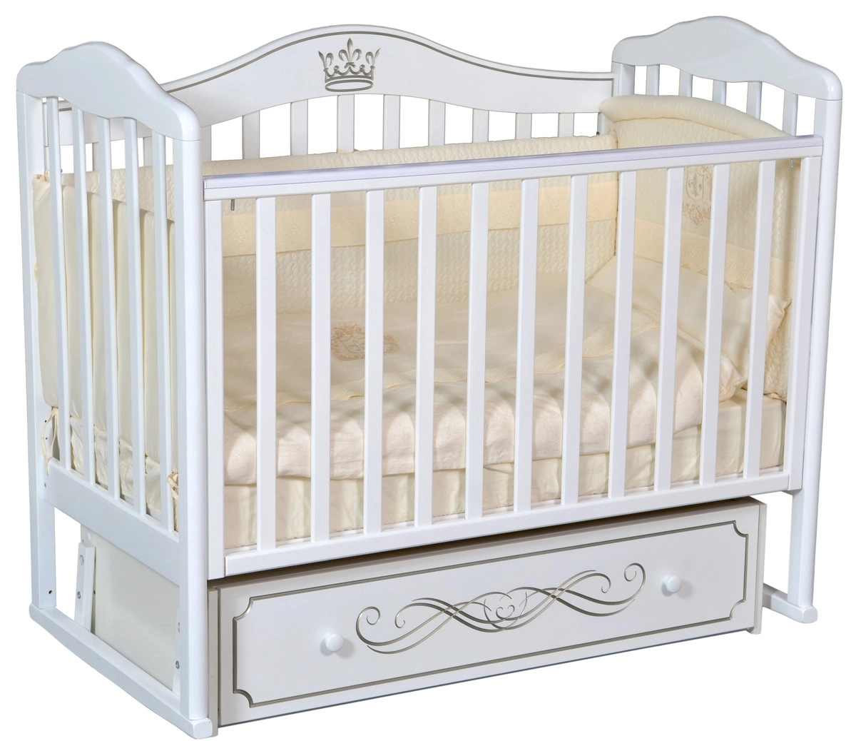 Детская кроватка ByTwinz Milania 2 универсальный маятник белый d5zqgq0ymc9gv0oksu3hj0qz10uh97up