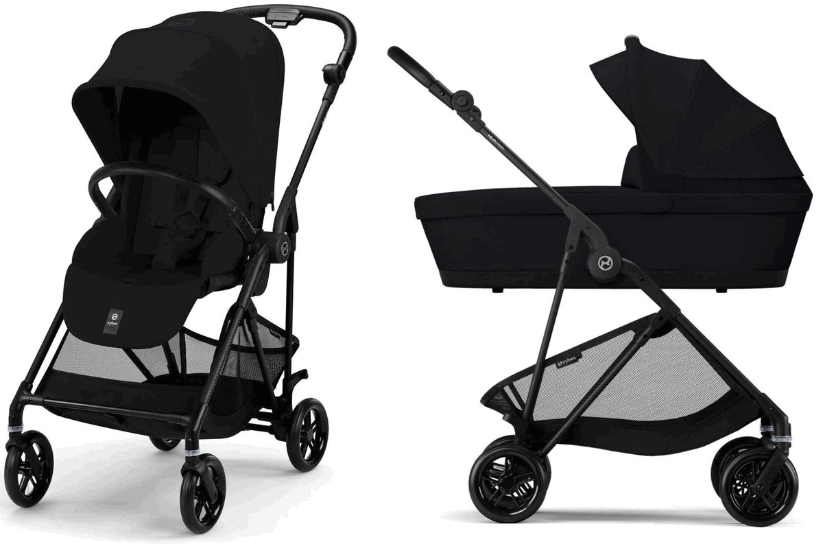 Коляска 2 в 1 Cybex Melio (Carbon Magic Black с дождевиком)