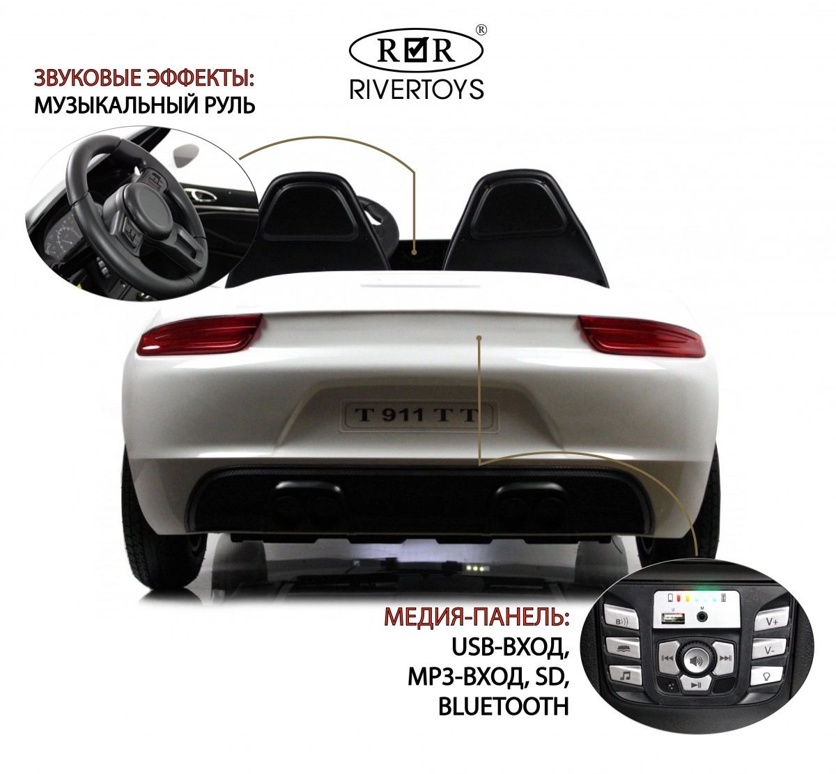 Детский электромобиль RiverToys Porshe Cayman T911TT белый 9fau8fp4r2uc8dd0cch6w6hj6y6w3vcy