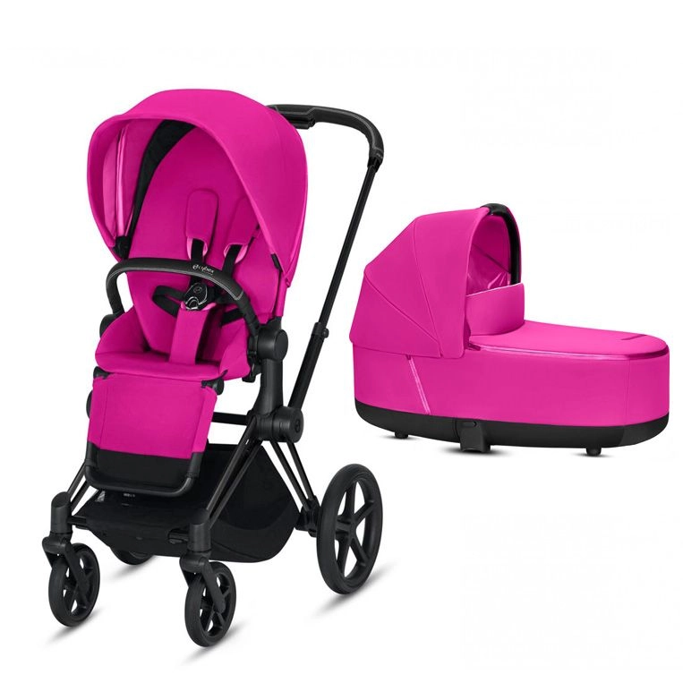 Коляска 2 в 1 Cybex Priam III (Matt Black) Fancy Pink 282082199a8b6d7b98629f4f3b2179d2