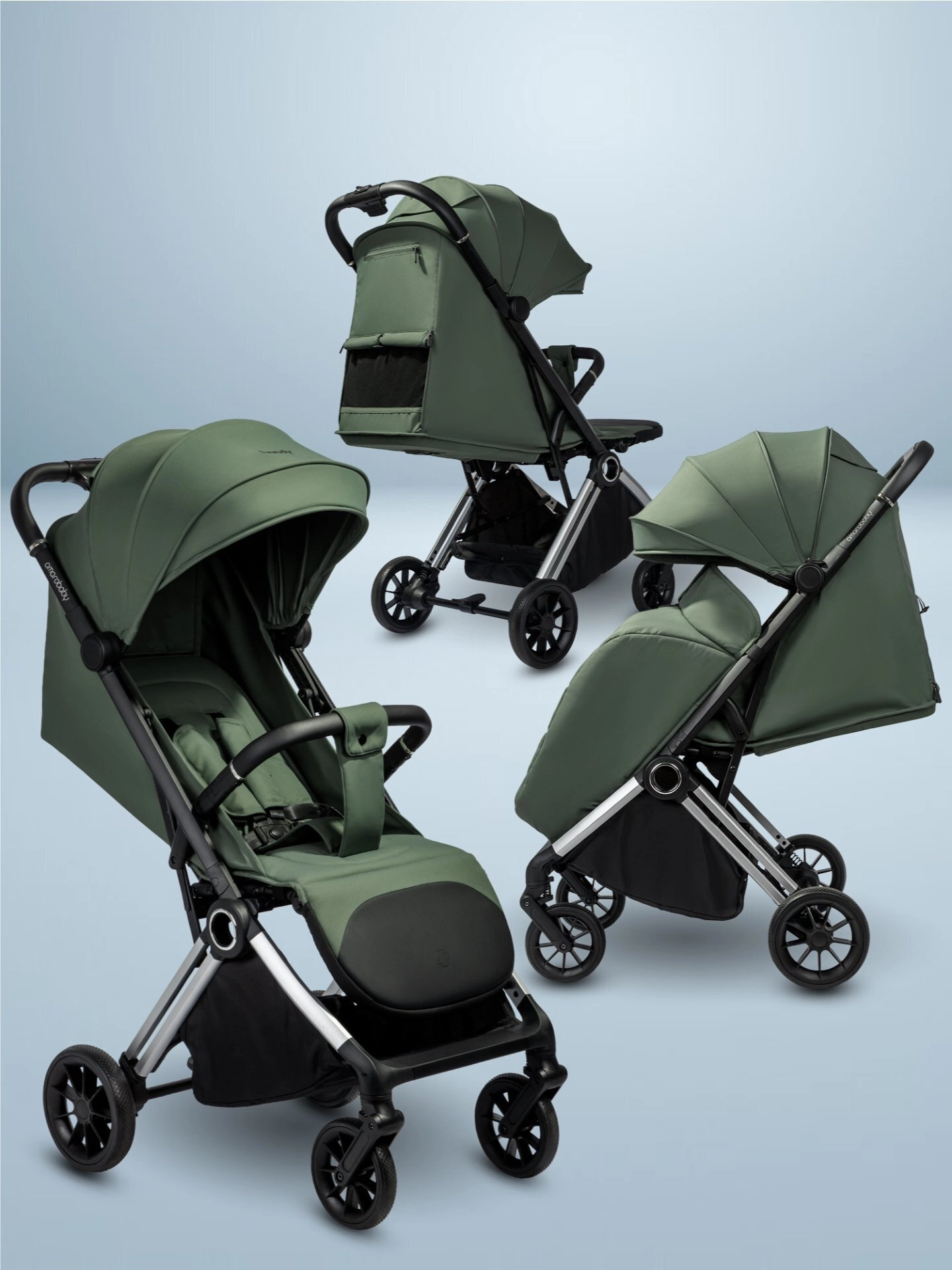 Прогулочная коляска Amarobaby Handy (зеленый/серебряный)