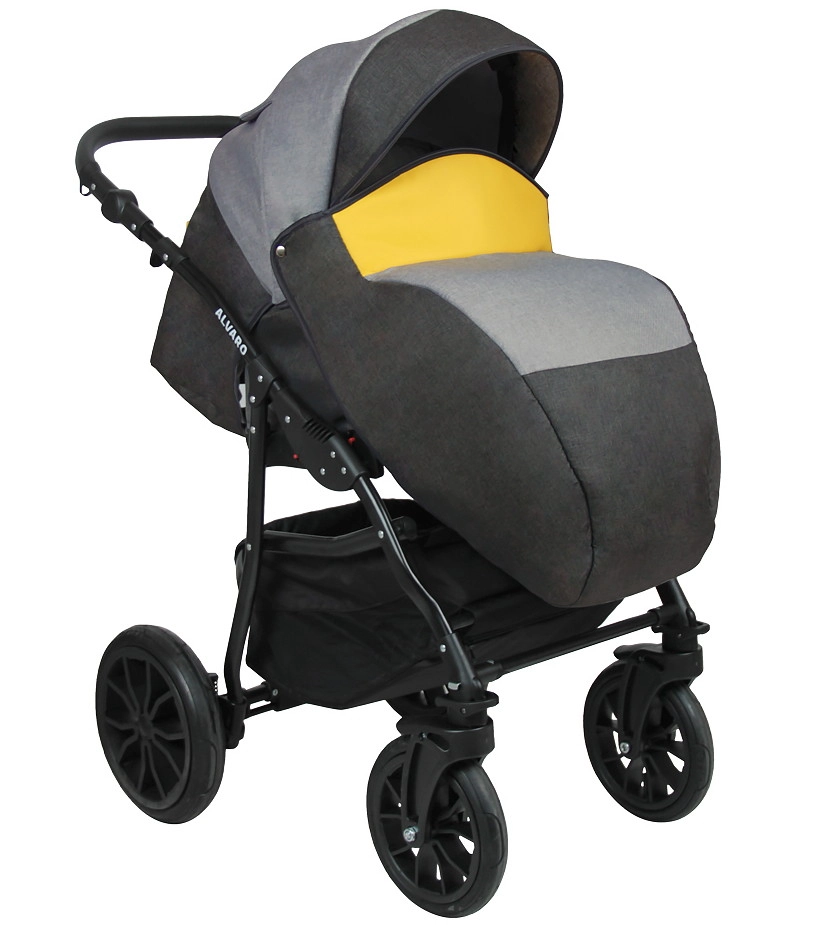 Коляска 2в1 Alis ALVARO т.серый+св.серый+желтая кожа jo891y3mdxl70qjvkskgnnnkws1dagfc