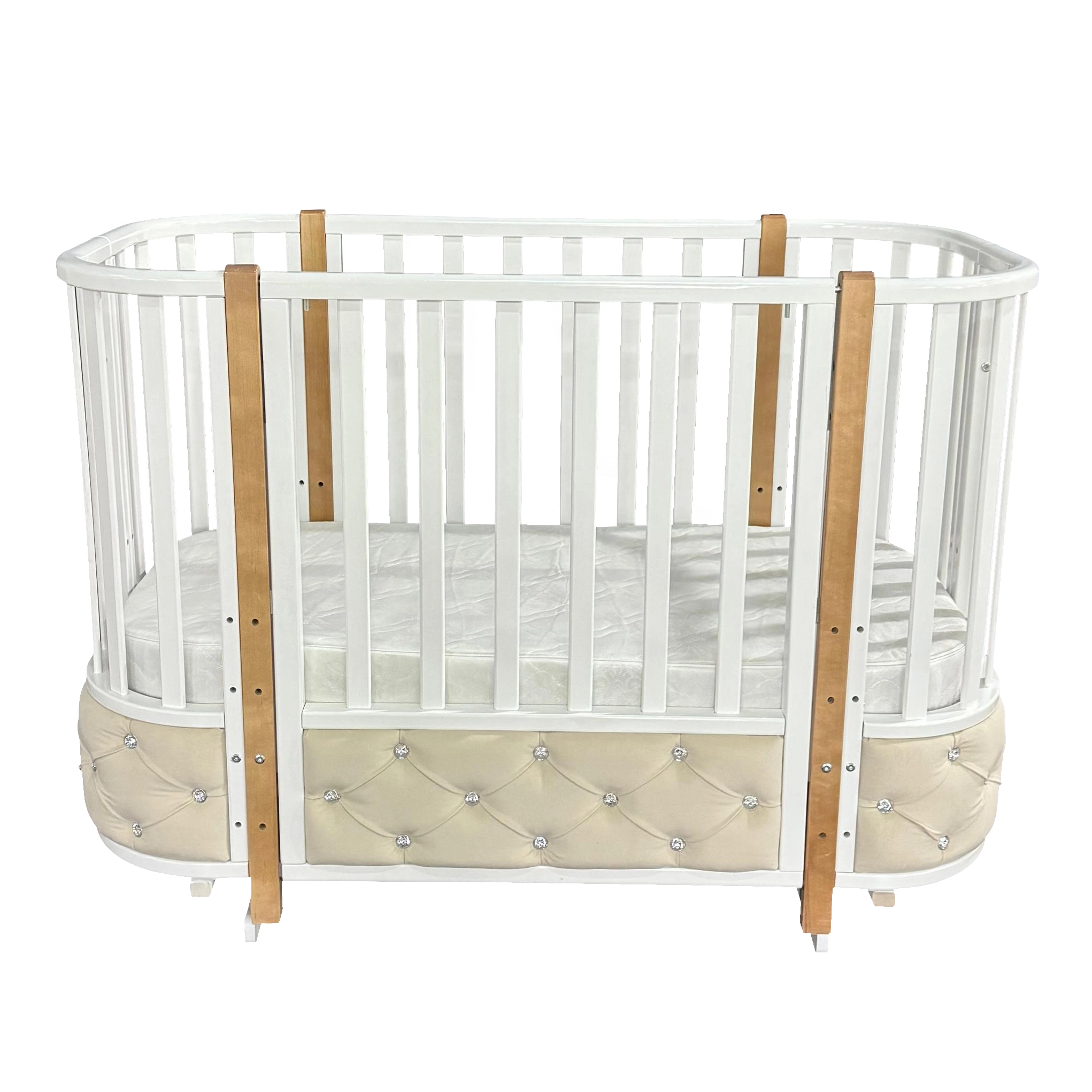 Детская кроватка Оливер Версаль Элеганс 4 Велюр (белый/бук)