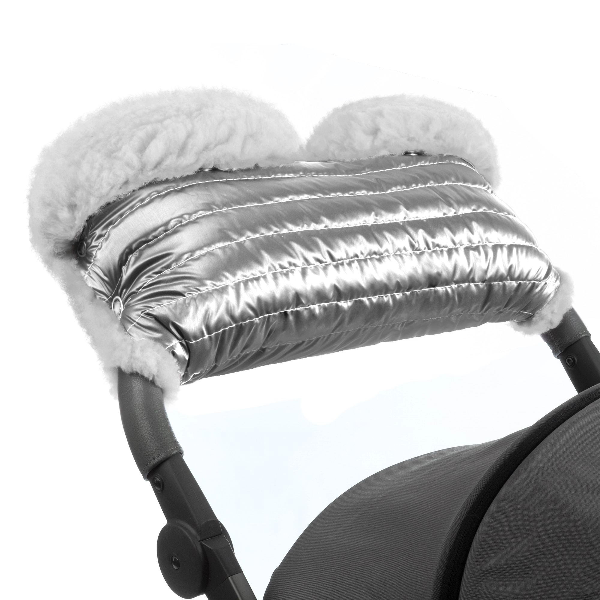 Муфта для рук на коляску Esspero Soft Fur Lux (Натуральная шерсть) (Silver)