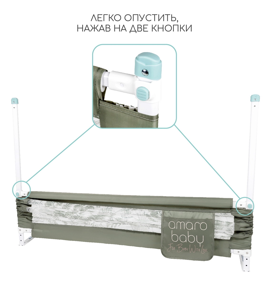 Барьер защитный для кровати Amarobaby Safety of Dreams Оливковый, 160 см npmort2h7hnjbtkwxtwi5yrkhuem6qpp