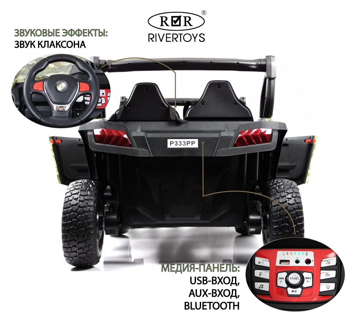 Детский электромобиль RiverToys Buggy P333PP зеленый камуфляж booimty4s827j82elh0u9u1p6cdsmp3o