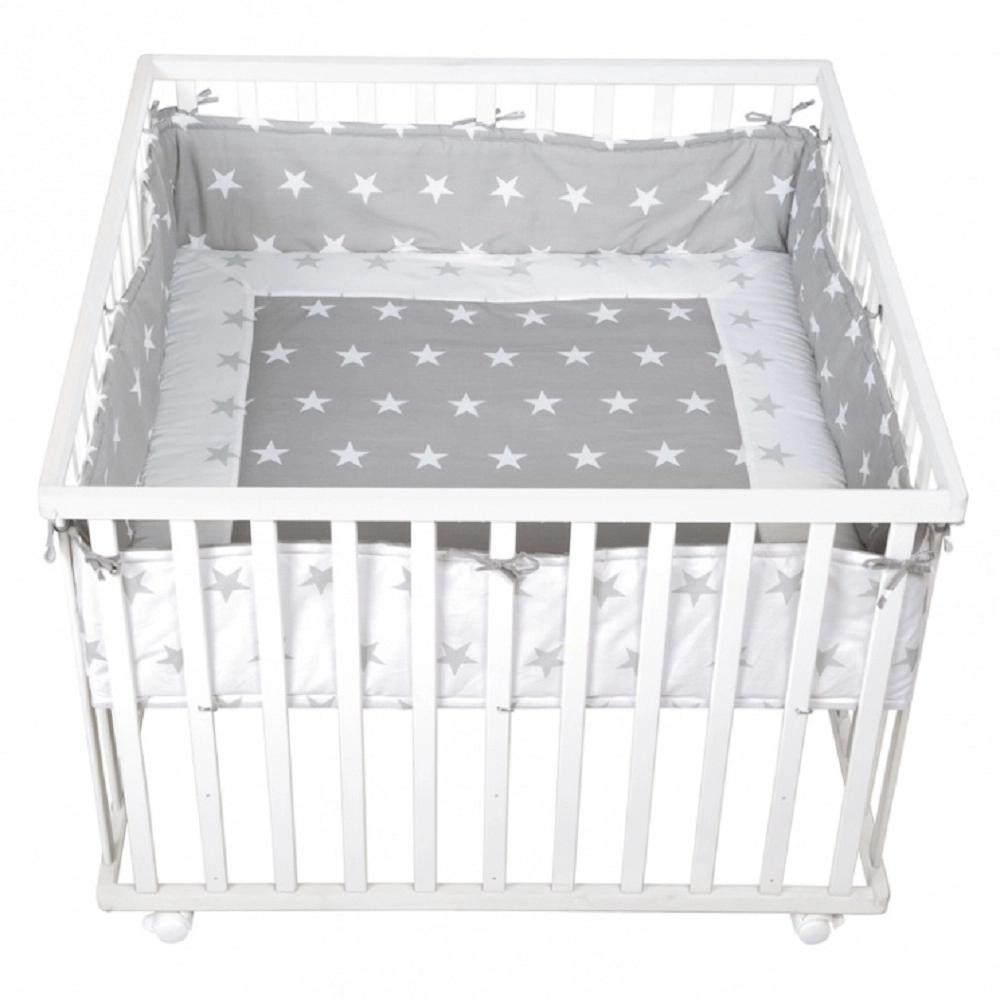 Детский квадратный манеж ROBA Little stars 100х100 с бампером Белый 108130975-detskii-kvadratnii-manezh-roba-little-stars-100h100-s-bamperom-belii