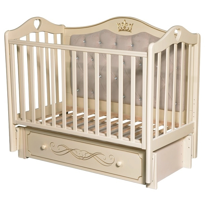 Детская кроватка КЕДР Дарина 4 (Karolina 10 УМ) (слоновая кость)