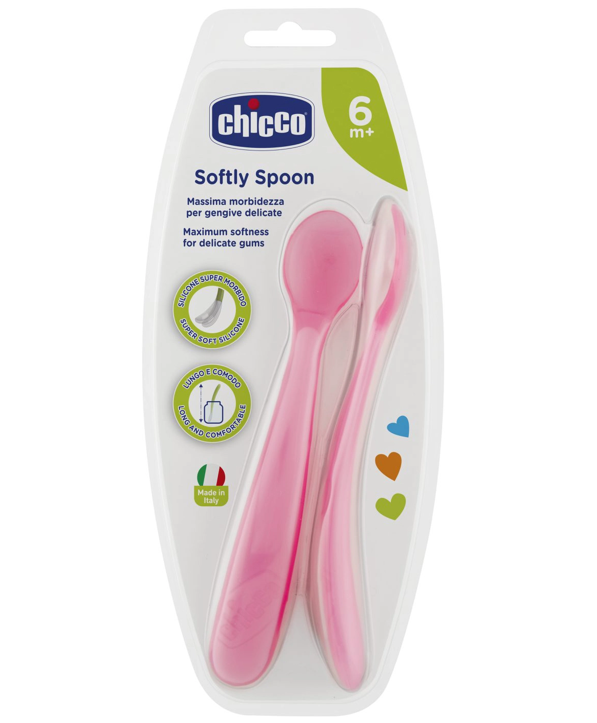 Ложка Chicco мягкая, силиконовая, 6+ мес, 2 шт розовый fq76bx6u5frj8c2qmzngvy551hf15tgu