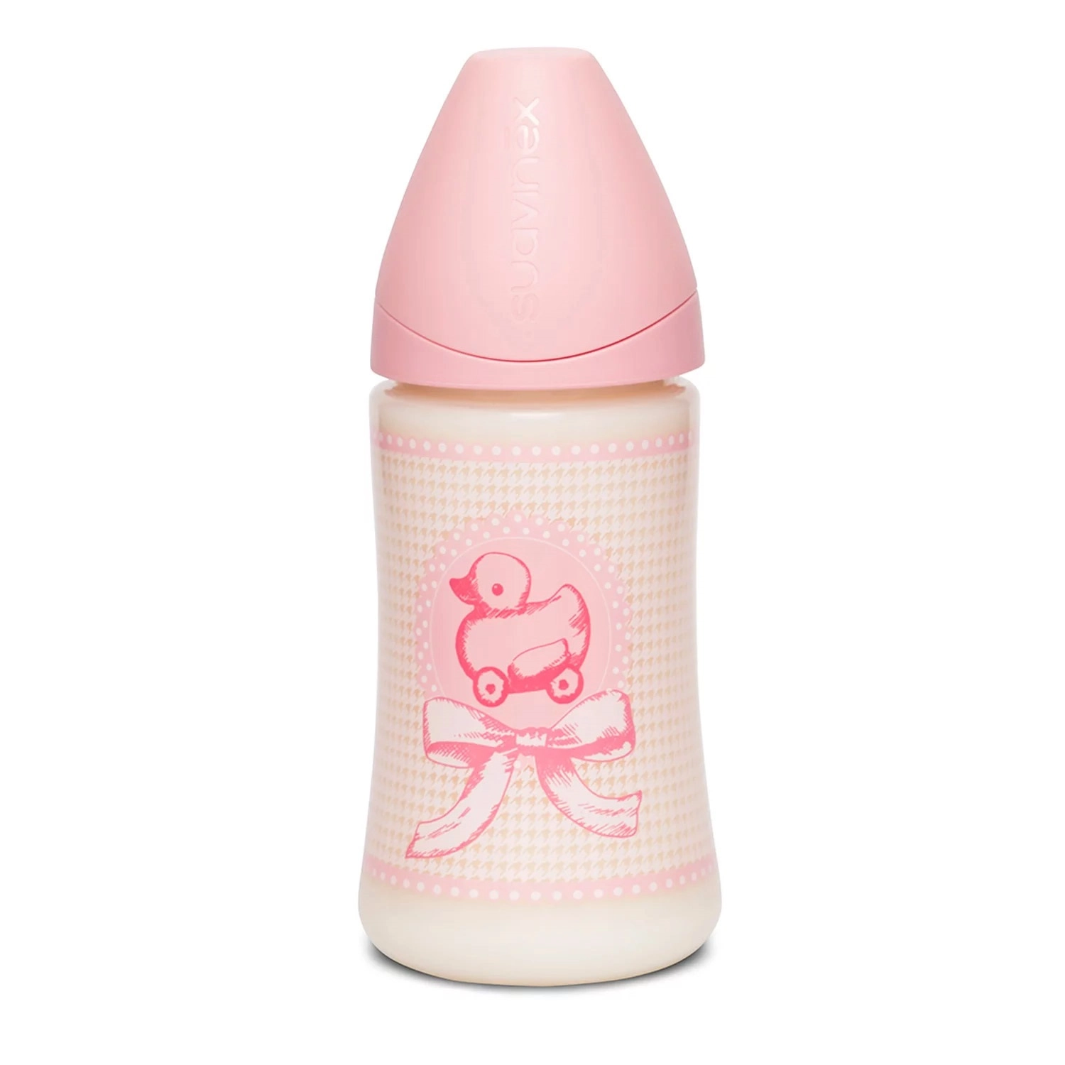 Бутылка Suavinex "TOY" от 0-6 мес. 270мл с силиконовой анатомической соской (3800171) (Бледно-розовый)
