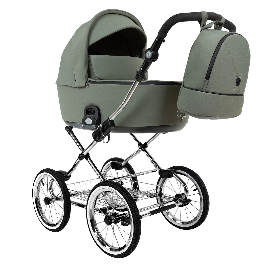 Коляска для новорожденных Roan Bass Next Classic, d14 (Sage Green/Black/руч.Black)