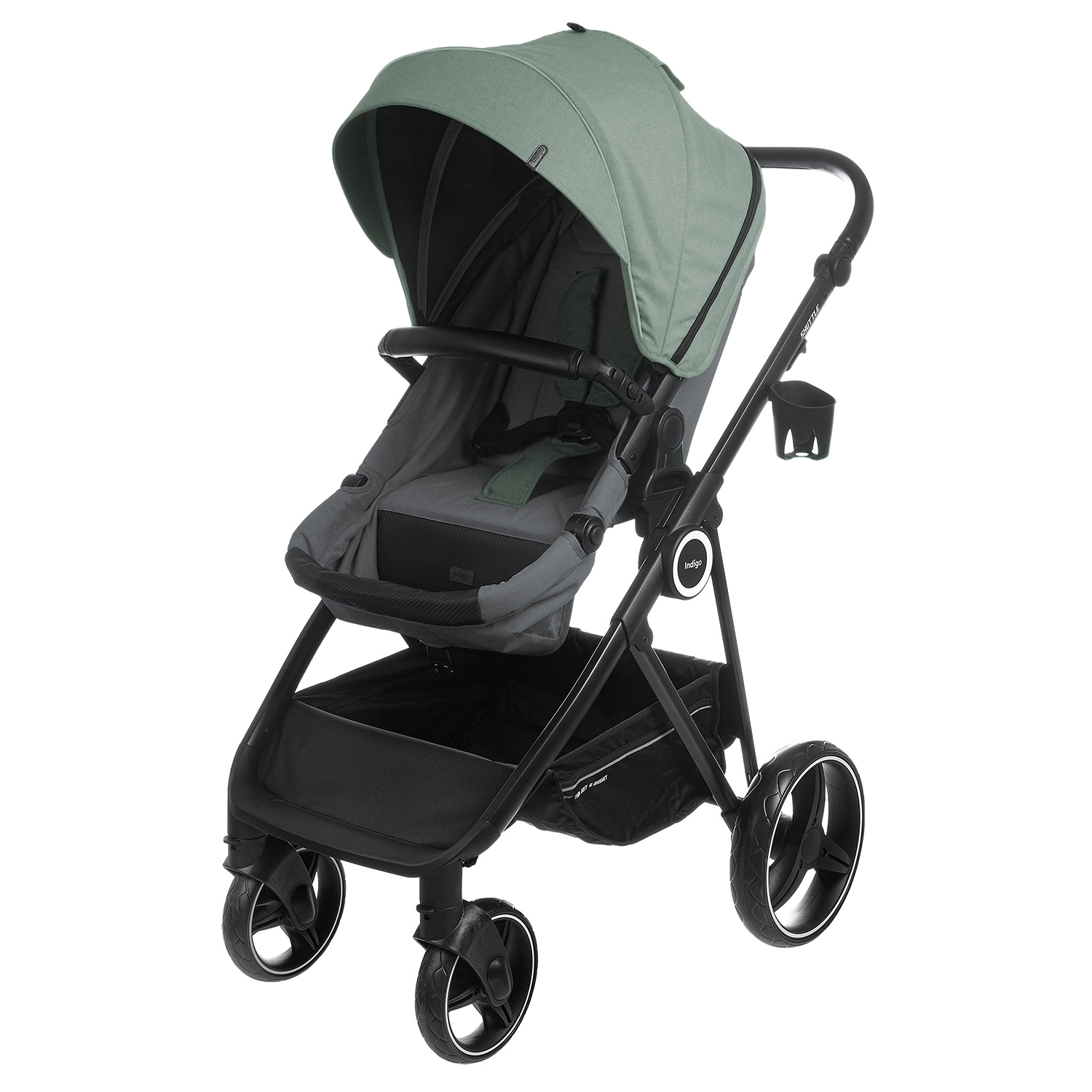 Прогулочная коляска INDIGO SHUTTLE  оливковый-серый 7f8163349131251f7452d06218e6424f