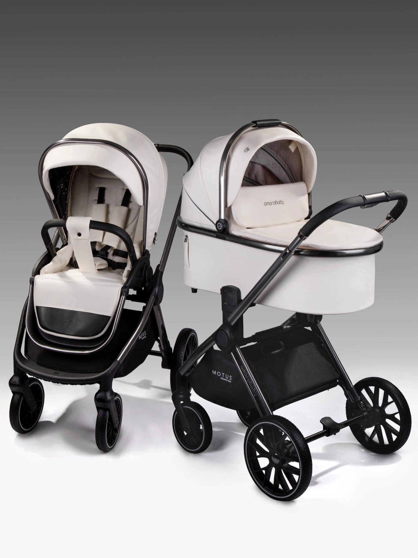 Коляска 2 в 1 Amarobaby Motus Premium Ecco (молочный)