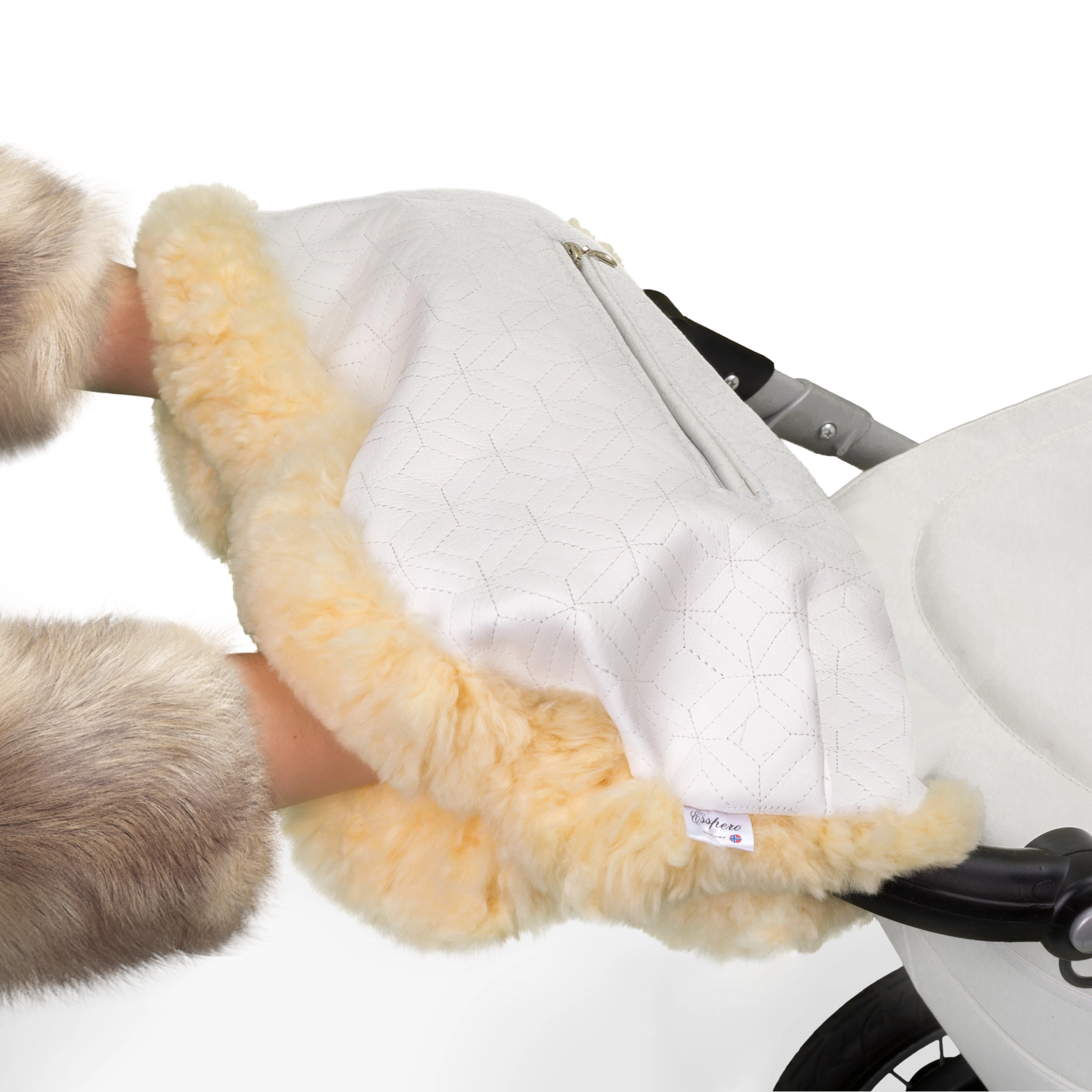 Муфта для рук на коляску Esspero Julia (Натуральный мех) (White)