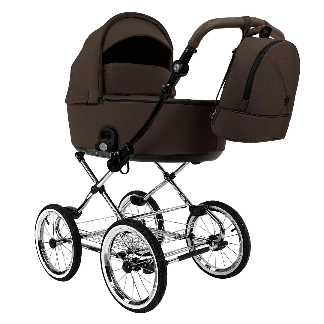 Коляска для новорожденных Roan Bass Next Classic, d14 (Turkish Coffe/Black/руч.Cappuccino)