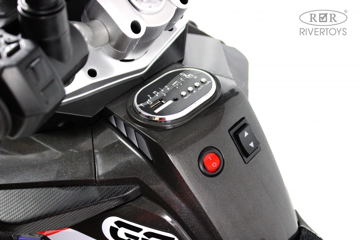 Детский электромотоцикл RiverToys М009БХ серый cggwdee2pfhjxf3biauyjjibv871u5va