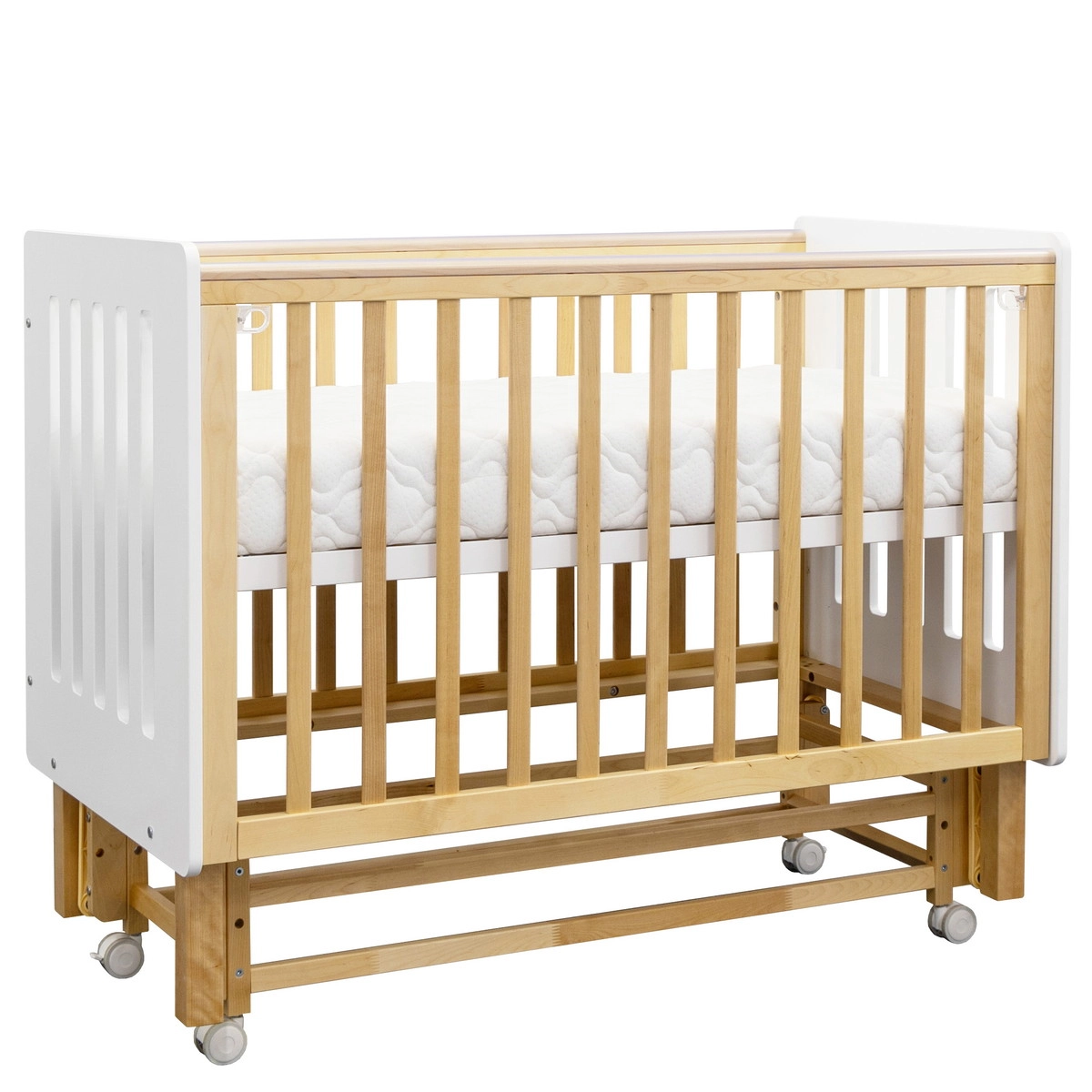 Детская кроватка ANTEMI Mari 120х60 с маятником (Белый/дерево)