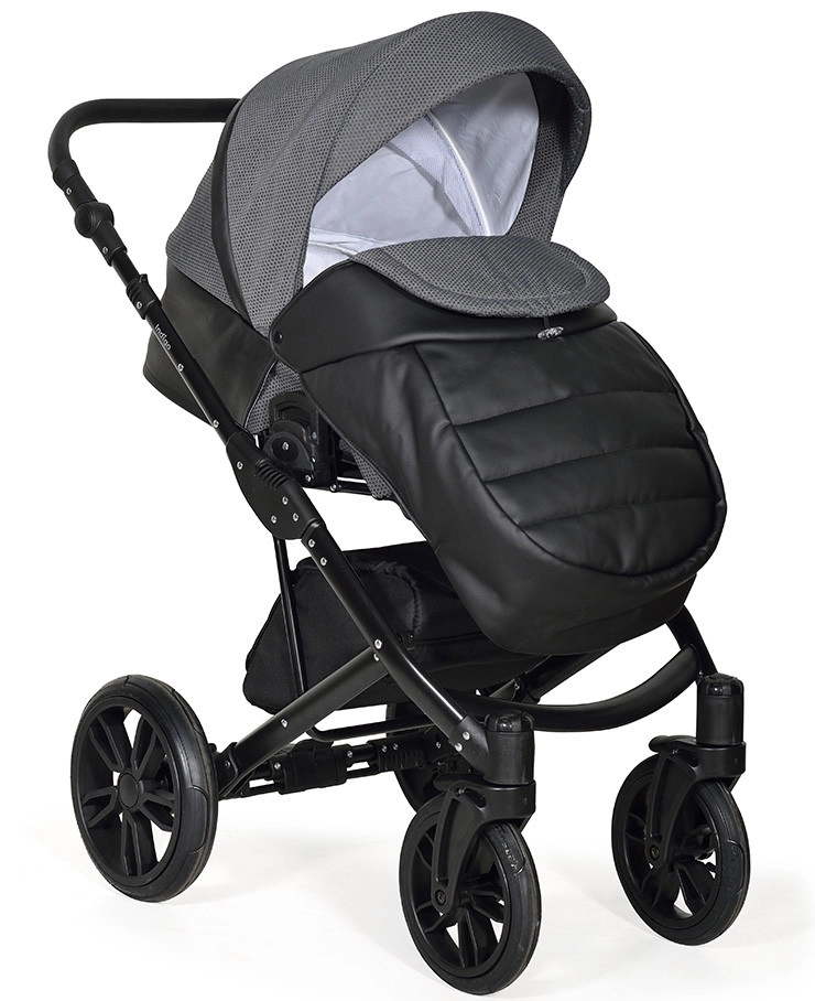 Коляска 2 в 1 Indigo MIO черная кожа+черный узор il1ma941mcvefxrteiy29b7g7a5go3mv