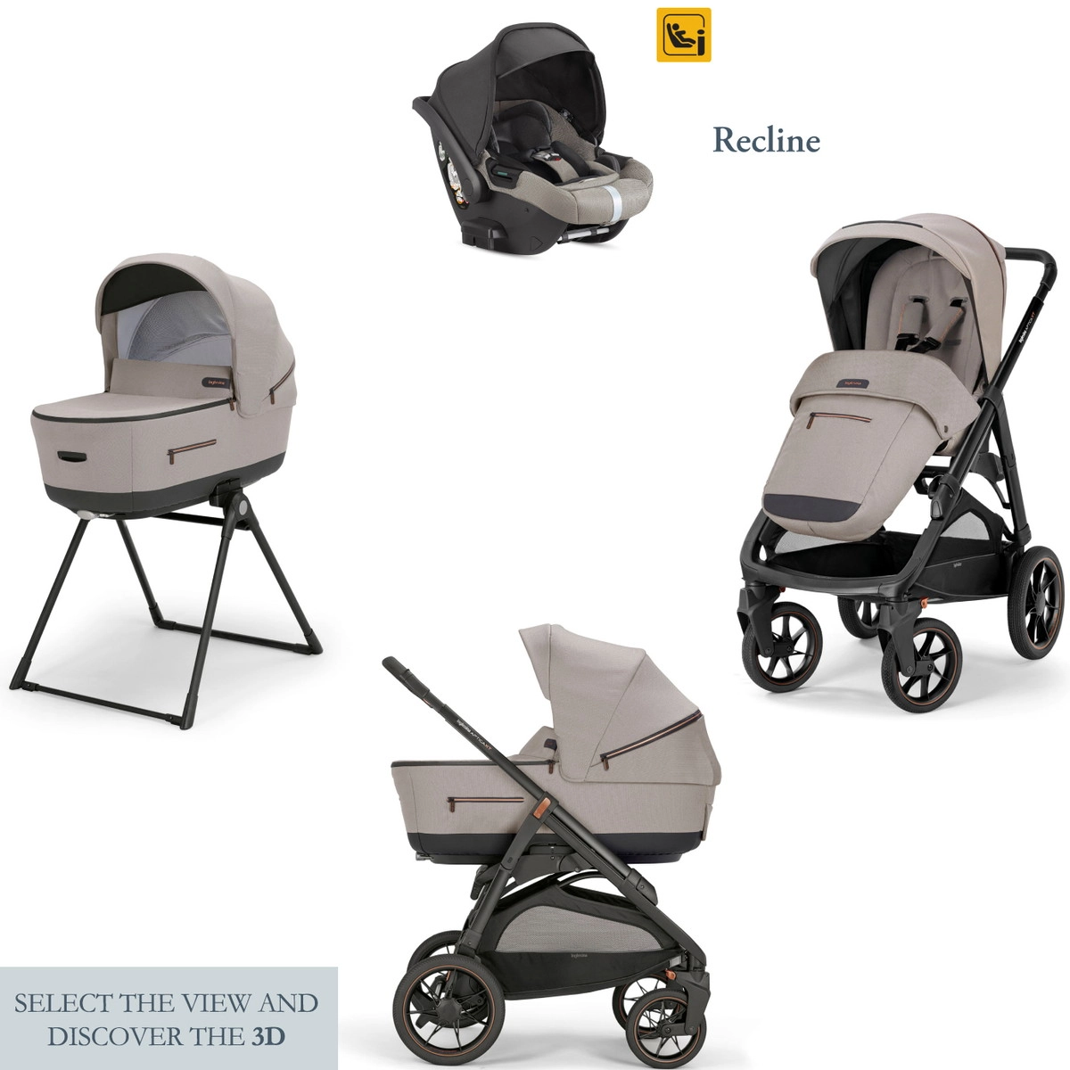 Коляска 3 в 1 Inglesina Aptica XT (DRW I-Size) с подставкой под люльку Stand Up (Tundra Beige)