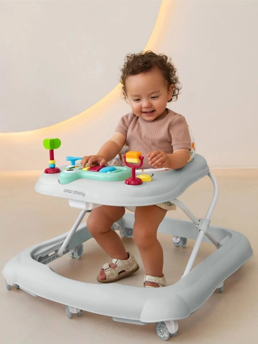 Ходунки AMAROBABY First Steps Серый e6a5d04150aefa9320dbb79110c0682f