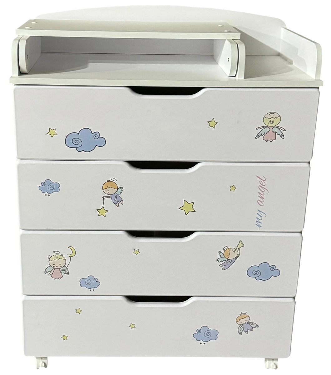 Пеленальный комод Кедр Алина (белый/Ангелочки)