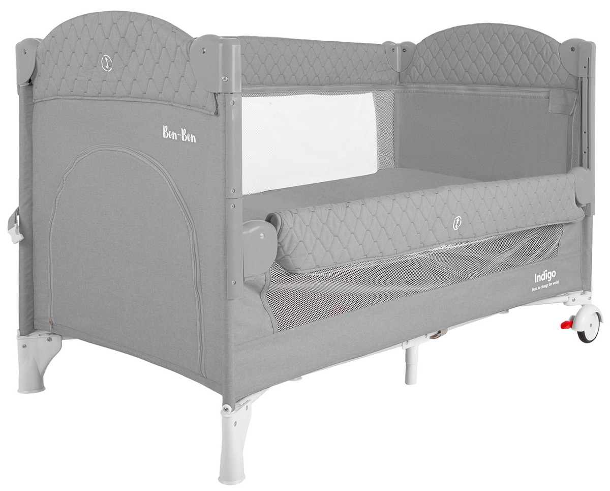 Манеж-кровать Indigo Bon-Bon, лен, приставной, 2 уровня Светло-серый oqendr0tfrxfyhay8plysacvg1jmj55r