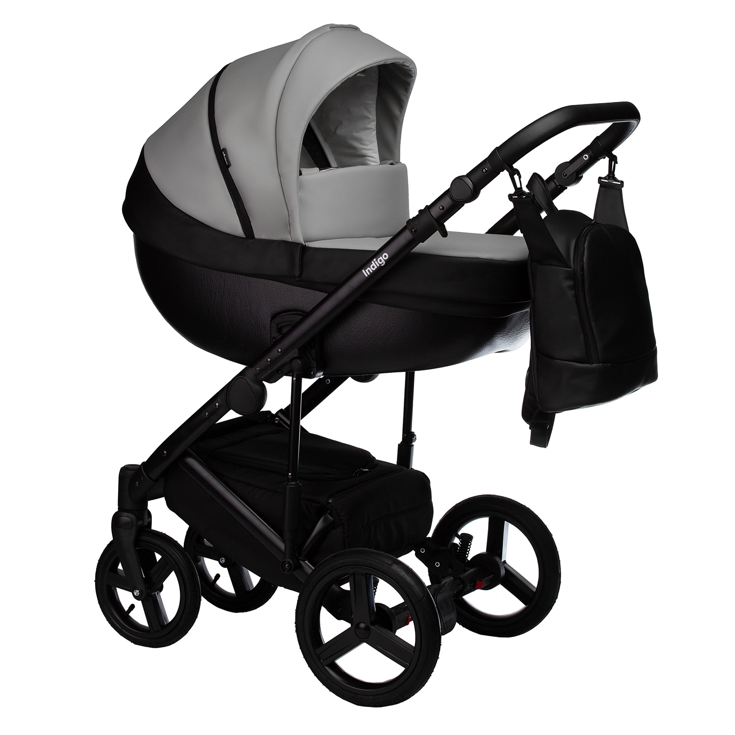 Коляска 2 в 1 Indigo TOUR ECO  черная кожа+серая кожа b514de1c4b432d3b8b54305efa735d62