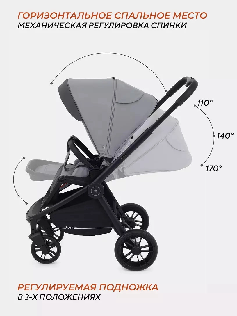 Прогулочная коляска RANT basic ENERGY Grey 2024 u20lo4z2fv0c04ujizznc33fx3e7riu4
