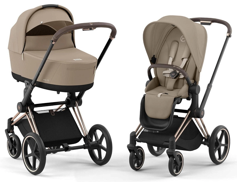 Коляска 2 в 1 Cybex Priam IV (шасси Rosegold) (Cozy Beige)