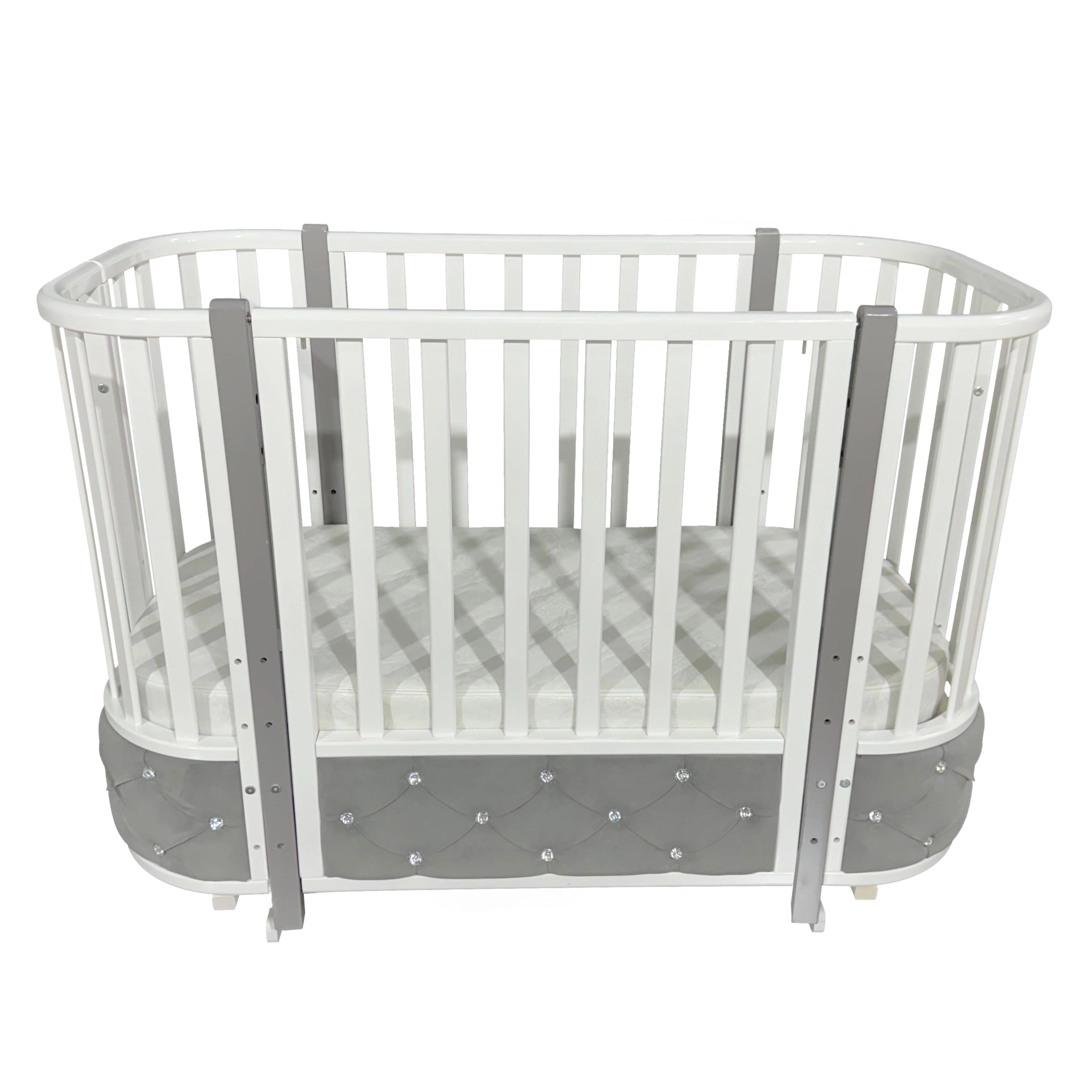 Детская кроватка Оливер Версаль Элеганс 4 Велюр (белый/серый)