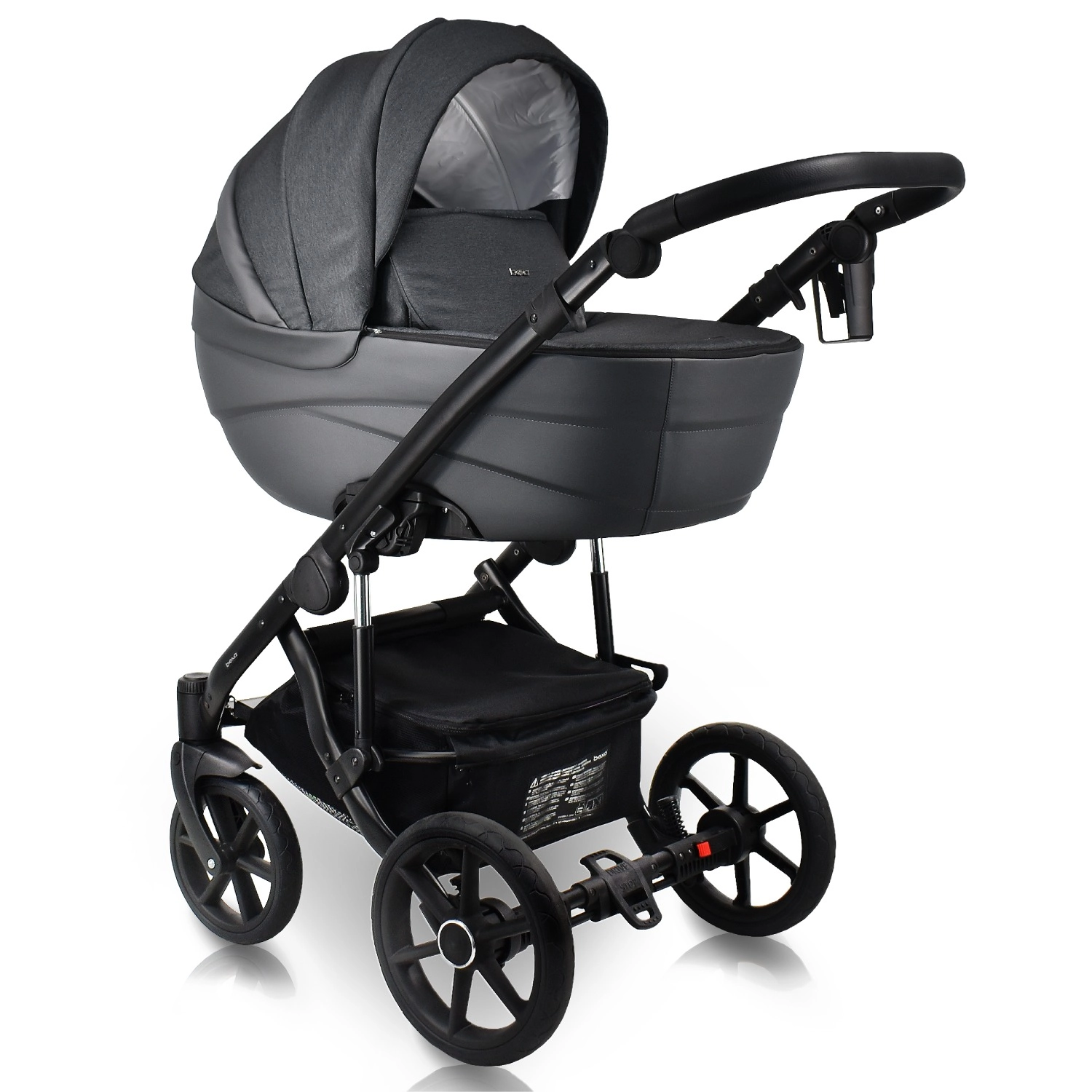 Коляска 2в1 BEXA IDEAL т.серый+серая кожа 108133139-kolyaska-2v1-bexa-ideal-tseriiseraya-kozha