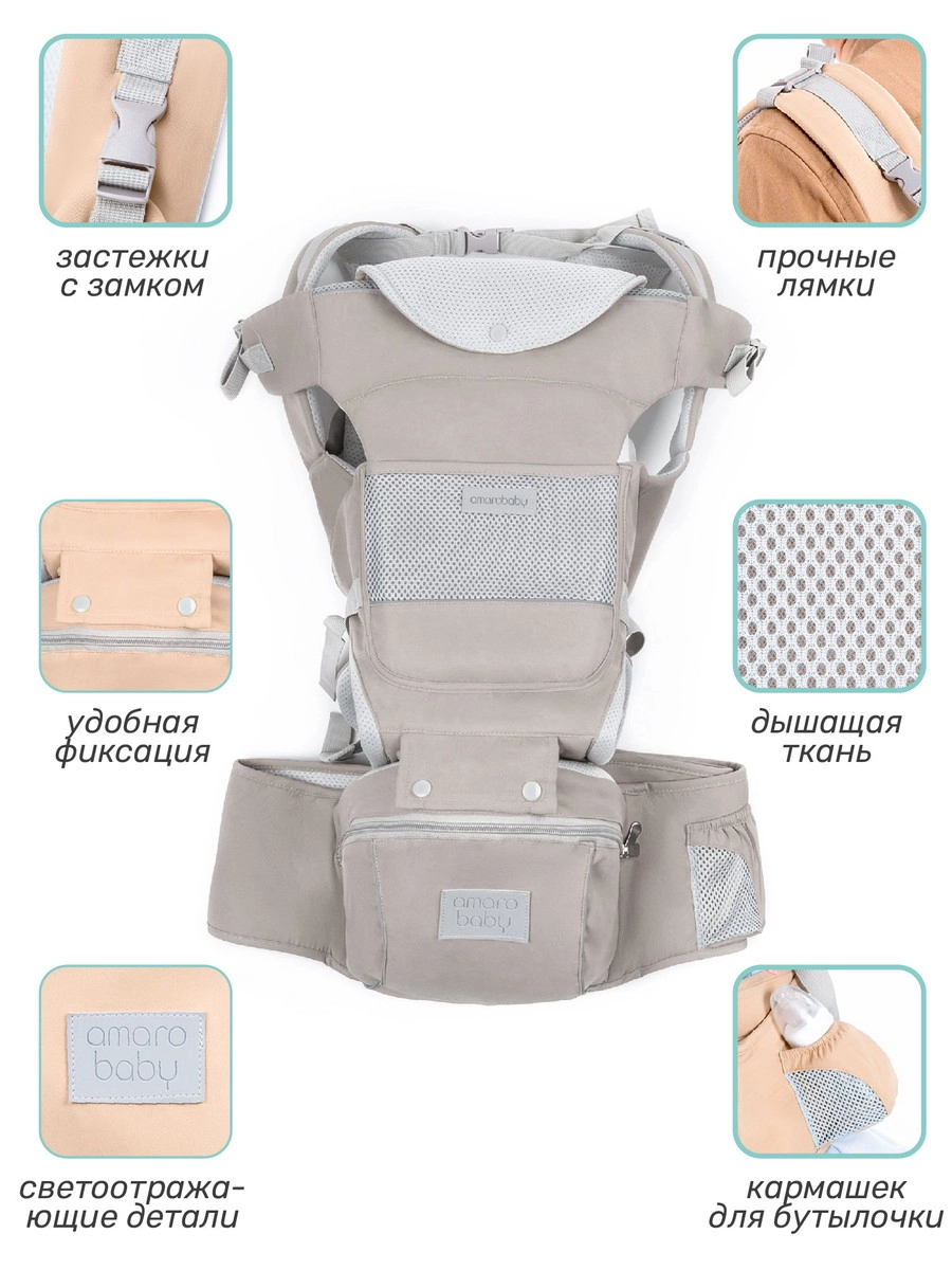 Эрго-рюкзак AmaroBaby Хипсит Carry серый yv9sdfuna6xhfwkpjjfatese1qrqlqrg