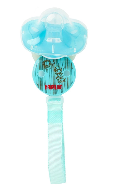 Набор силиконовая пустышка Farlin 0-6 мес. (с колпачком и цепочка для пустышки) Голубой 108100964-nabor-silikonovaya-pustishka-farlin-0-6-mes-s-kolpac