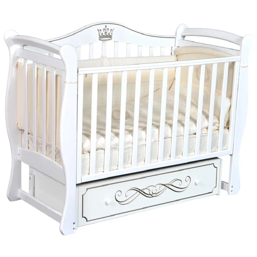 Детская кроватка КЕДР Bella 1 УМ Белый 108131103-detskaya-krovatka-kedr-bella-1-um-belii