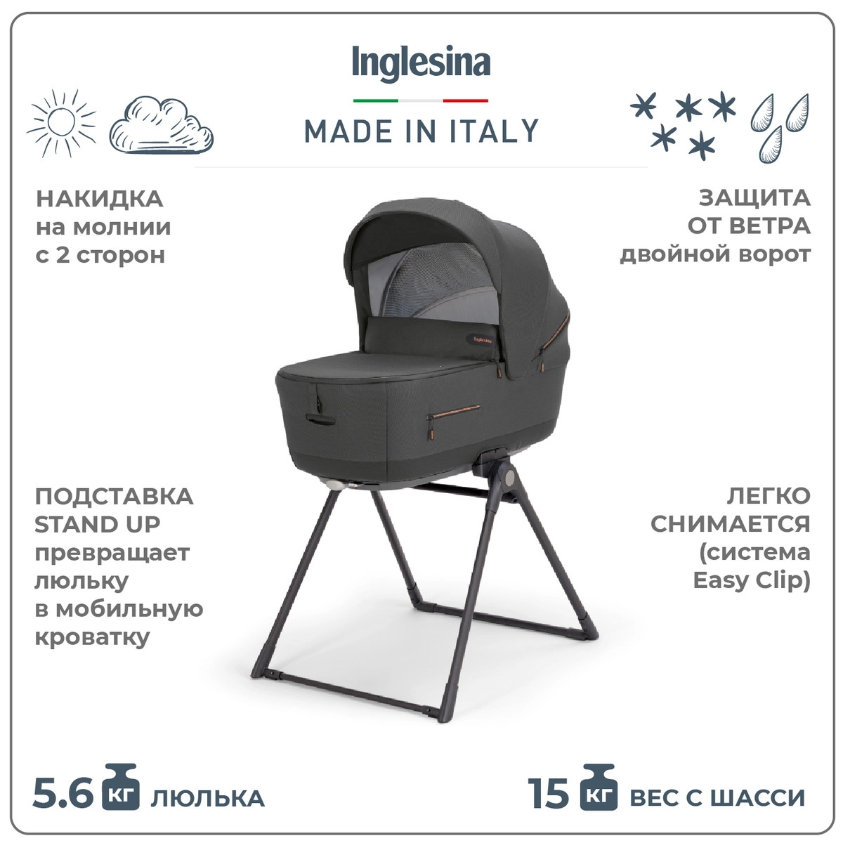 Коляска 2 в 1 Inglesina Aptica XT с подставкой под люльку Stand Up Magnet Grey 110sy643nwbuyqtcbjn1t6dzjv20iz9l