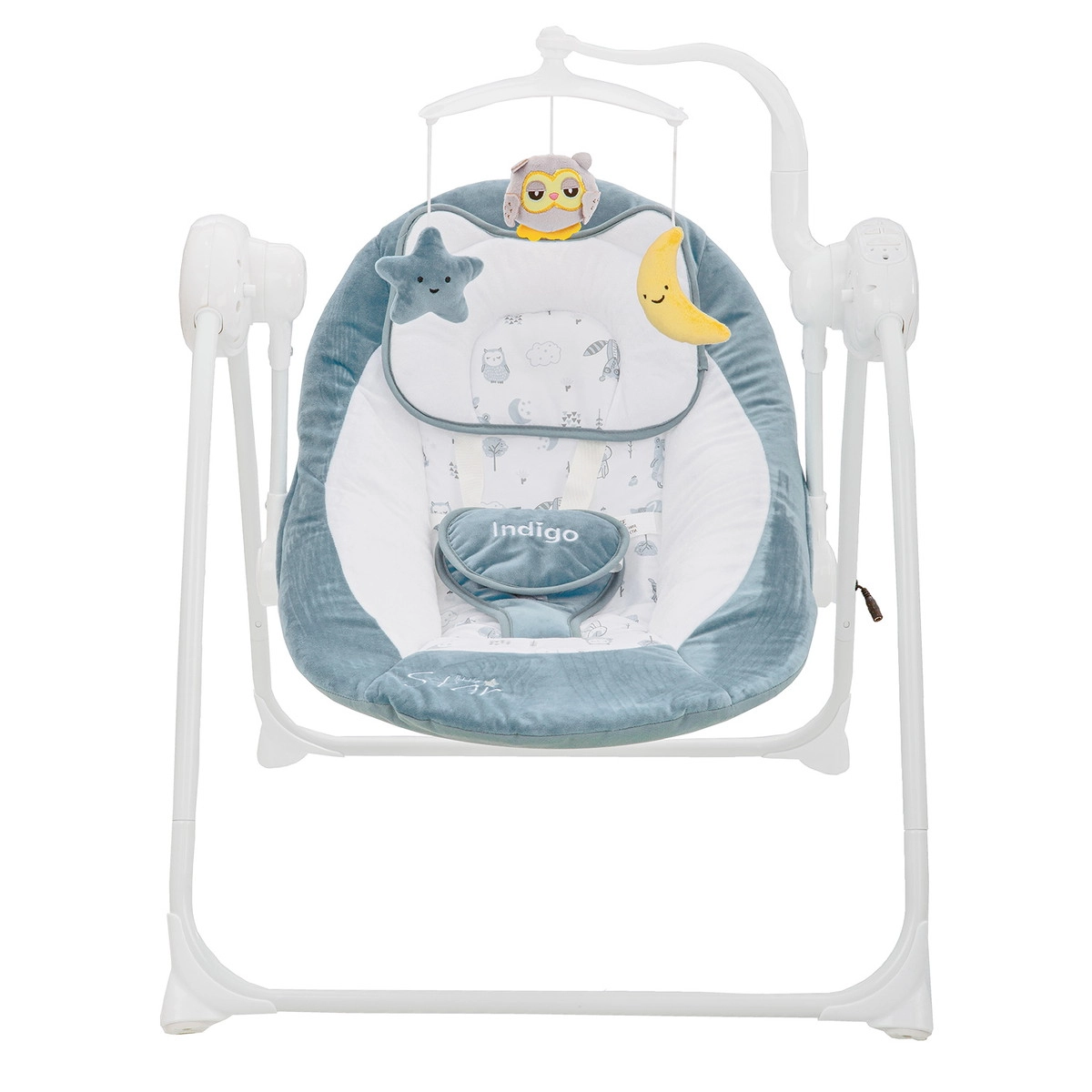 Электрокачели Indigo STAR (0-9 кг), с адаптером, п/у, 12 мел.,5 скоростей,москитка Синий emdk1nvjms2mb6klnxoa40ia10rh3tvo