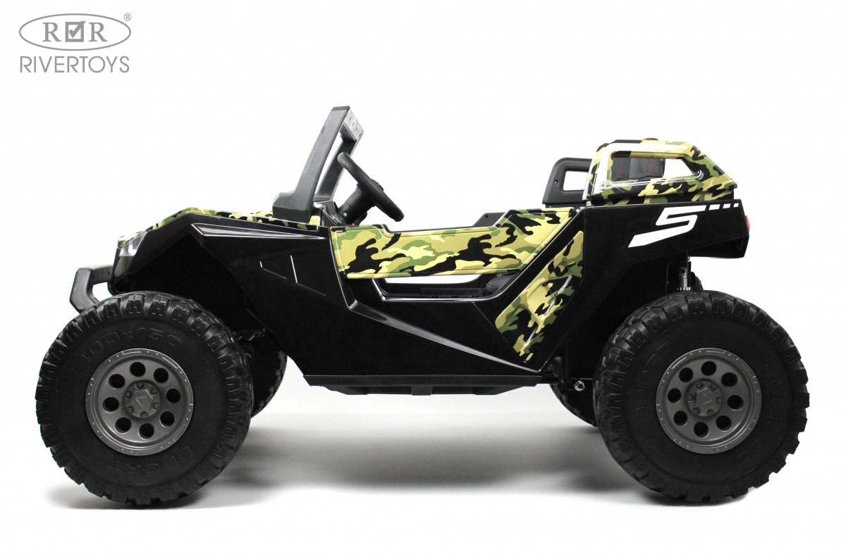 Детский электромобиль RiverToys A707AA LUX 4WD зеленый камуфляж wh4kp6887tue5aqdly279umpfvi8b9tf