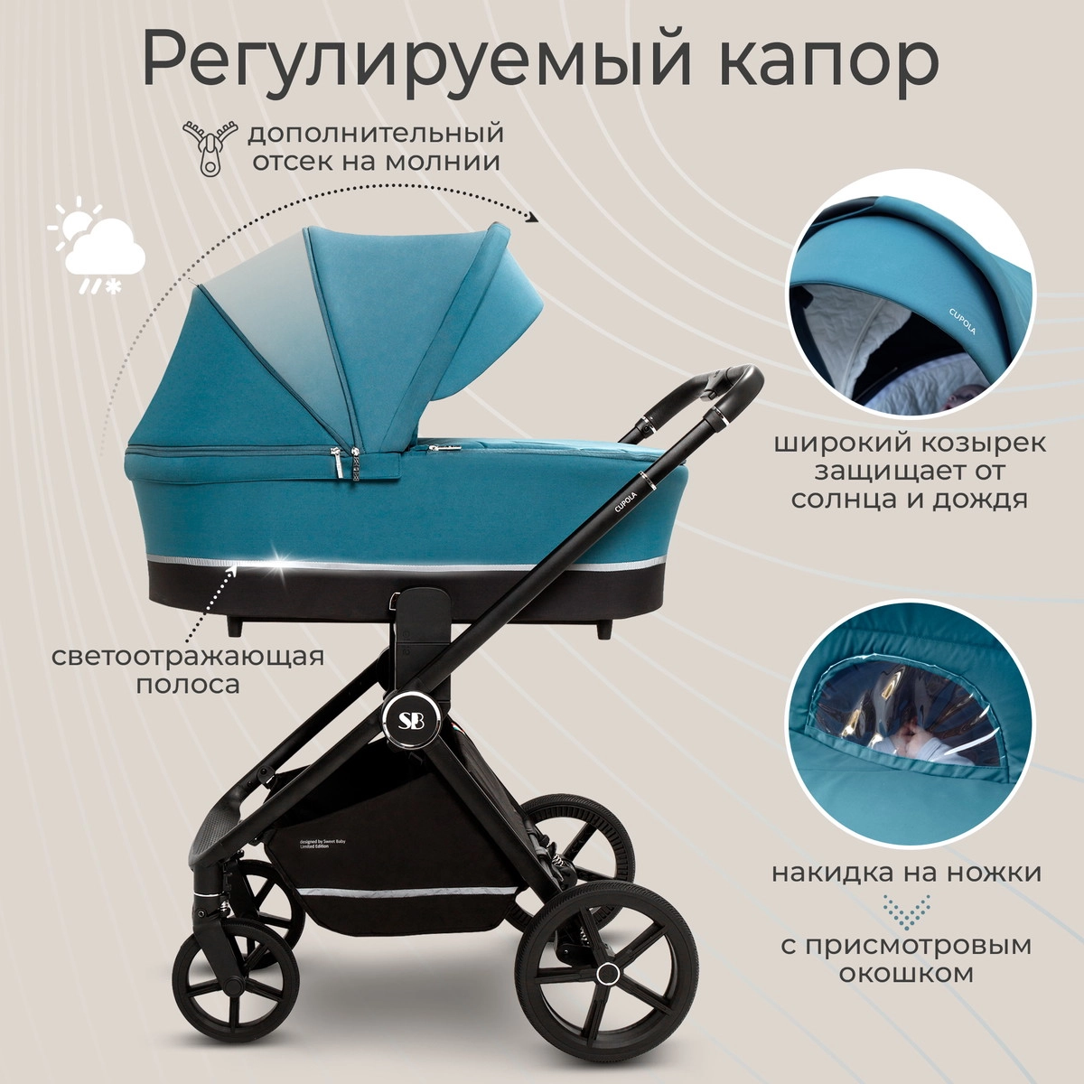 Детская коляска Sweet Baby Cupola New 2 в 1 Ocean Green j2rt8yc7egc1ly8mvmndi3qv51lmgqjr