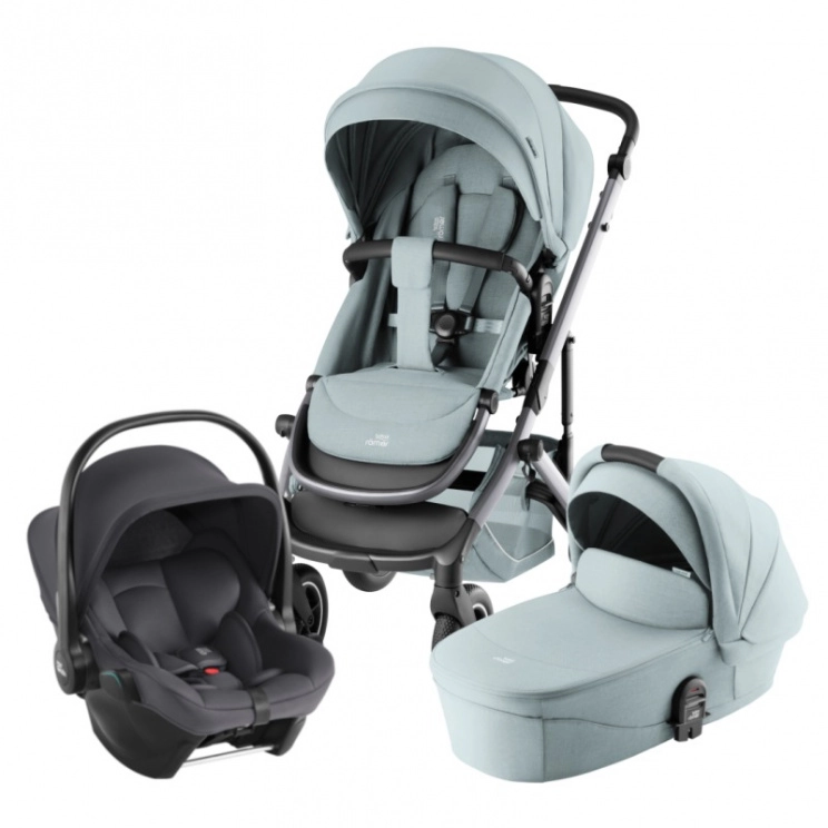 Коляска 3 в 1 Britax Roemer Smile 5Z Style автокресло Baby-Safe Core (Harbor Blue/Midnight Grey)