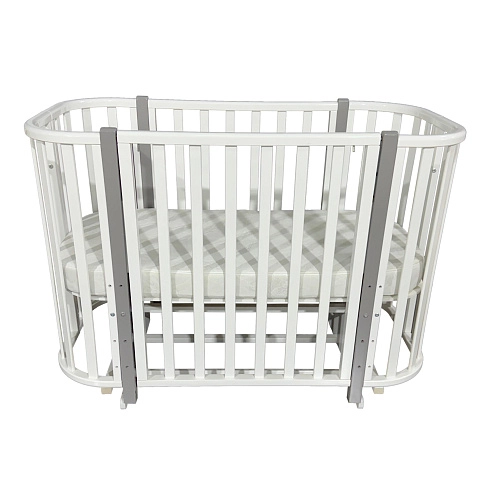 Детская кроватка КЕДР Estelle 4 (маятник) (белый/серый)