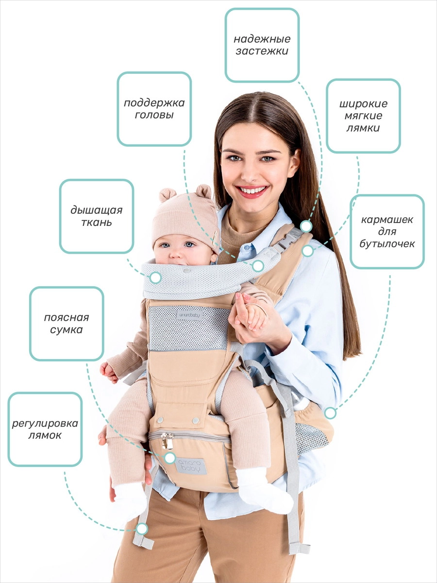 Эрго-рюкзак AmaroBaby Хипсит Carry бежевый 573mlbrwflx7u3r2i9gy4h293b51n2wx