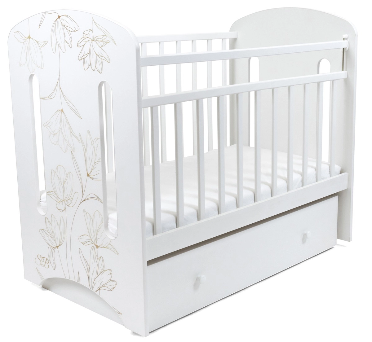 Детская кроватка Sweet Baby Sofia маятник с ящиком Белый 2oal6xykz3i80d9crinnjoi8wrrycv7p